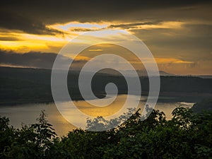 Mountain landscape during sunset in the summer time