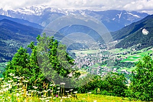 Mountain landscape of Svaneti by Mestia in Svaneti, Georgia