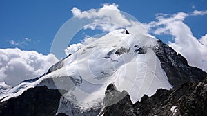 mountain landscape in the Swiss Alps near Pontresina with Piz Morteratsch in the foreground