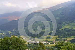 Mountain landscape at Tesero, in Fiemme valley