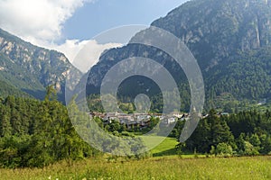 Mountain landscape at Tesero, in Fiemme valley