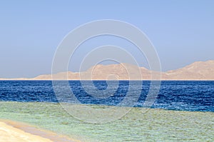 Mountain landscape of Tiran island in the Red Sea photo