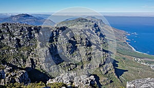 Mountain landscape at the top of Table Mountain in Cape Town.