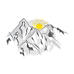 Mountain and landscape vector black on white background