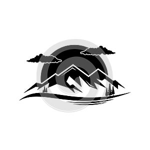 Mountain and landscape vector black on white background