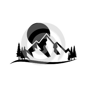 Mountain and landscape vector black on white background