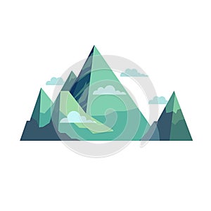 Mountain landscape vector, flat design illustration