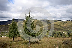 Mountain landscape in the vicinity of the taiga village Generalka Altai territory