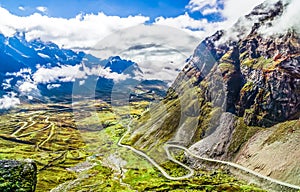 Mountain landscape and view on starting point of the death road