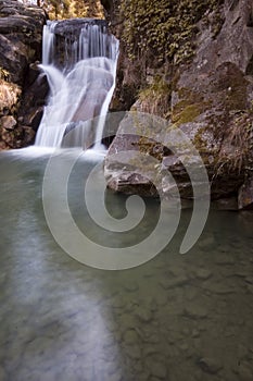 Mountain landscape with waterfall