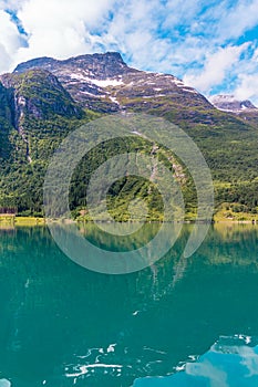 Mountain landscape with waterfall, Norway