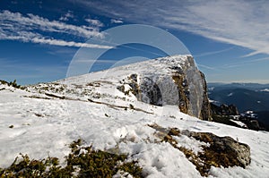 Mountain landscape wiht lone traveler