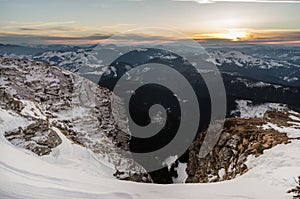 Mountain landscape in winter time in Carphatians