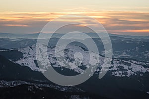 Mountain landscape in winter time in Carphatians