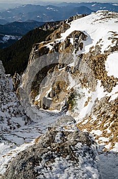 Mountain landscape in winter time in Carphatians