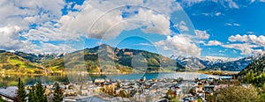 Mountain landscape with Zeller Lake in Zell am See, Austria