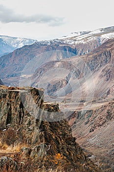 Mountain landscapes with beautiful views of rocks and peaks in Altai