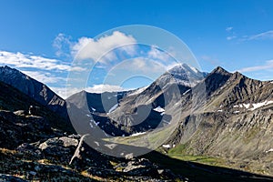 Mountain landscapes of the circumpolar Urals of Russia. Inaccessible mountains of the national park