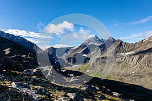 Mountain landscapes of the circumpolar Urals of Russia. Inaccessible mountains of the national park