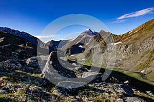 Mountain landscapes of the circumpolar Urals of Russia. Inaccessible mountains of the national park