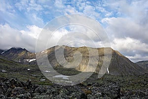 Mountain landscapes of the circumpolar Urals of Russia. Inaccessible mountains of the national park