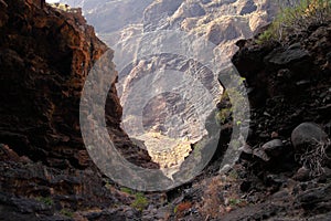 Mountain landscapes of gorges maska