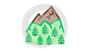 mountain landskape with vegetation Icon Animation