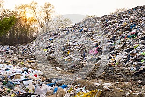 Mountain large garbage pile and pollution,Pile of stink and toxic residue,These garbage come from urban