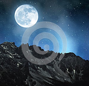 Mountain Latemar in night