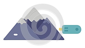 Mountain launching rocket, space exploration and ambition, vector design Generative AI