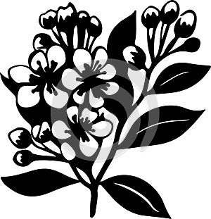 mountain laurel Black Silhouette Generative Ai