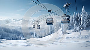 Mountain lift, cable chairlift transport, Ski lift,