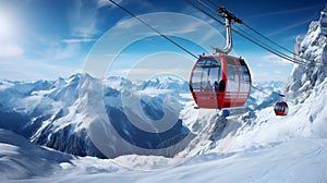Mountain lift, cable chairlift transport, Ski lift,