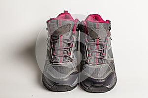 Mountain light gray boots on a white background