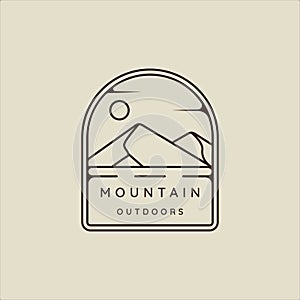 mountain line art simple emblem logo vector illustration template icon graphic design. adventure and outdoors sign or symbol for