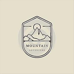 mountain line art simple emblem logo vector illustration template icon graphic design. adventure and outdoors sign or symbol for