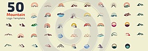 Mountain logo design set template. Graphic elements suitable for logos represent nature and freedom