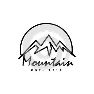 Mountain logo design template.creative mountain with line style