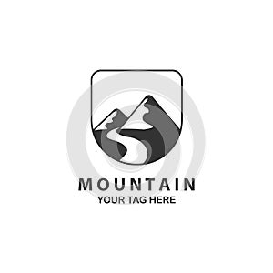 mountain logo line art emblem vector template illustration design