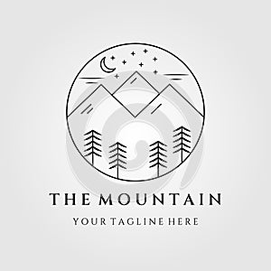 mountain logo line art, icon and symbol, with emblem vector illustration design