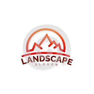 Mountain logo with line design vector, Landscape logos