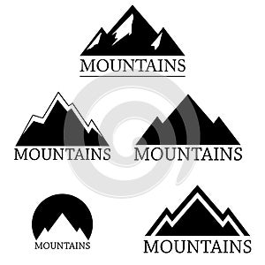 Mountain logo set isolated on white background,