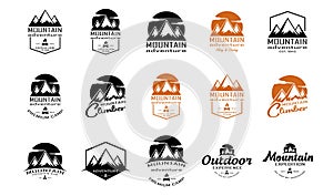 Mountain logos. Set of 15 mountain badges for your business. Modern design templates for corporate