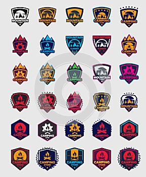 Mountain logos. Set of 30 mountain badges for your business. Modern design templates for corporate