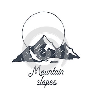 Mountain logotype logo sunrise birds vector sketch