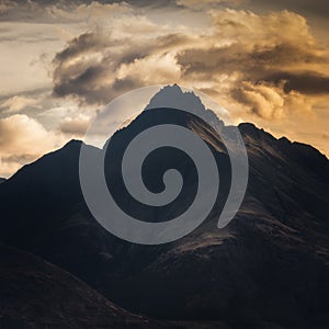 Mountain with looming cloud