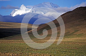 Mountain Looming over Tibetan Plateau