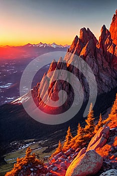 Mountain Majesty. Rugged beauty of a mountain peak at sunset