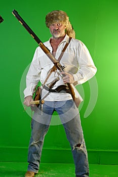 Mountain man with Hawkins and cap and ball pistol