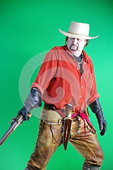 Mountain man with muzzle loader pistol